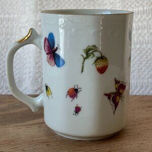 Lenwile Ardalt Artware Coffee Cup MugStrawberries, Butterfly, Ladybug, 3.75"h
